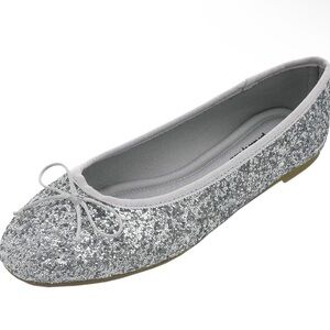 Silver Glitter Flats